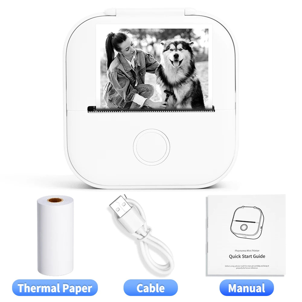 T02 Portable Mini Thermal Printer - Versatile Pocket Label Printing Solution for DIY Self-Adhesive Stickers and Various Label Papers