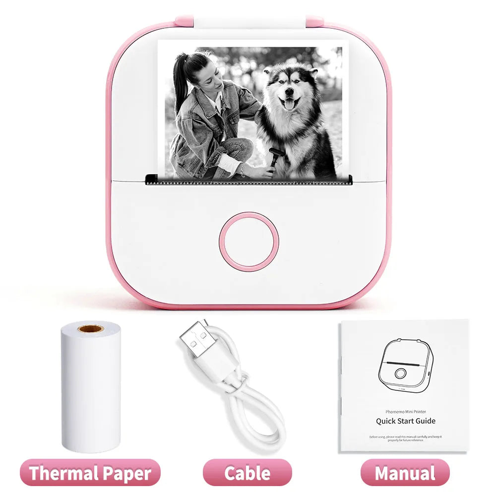 T02 Portable Mini Thermal Printer - Versatile Pocket Label Printing Solution for DIY Self-Adhesive Stickers and Various Label Papers