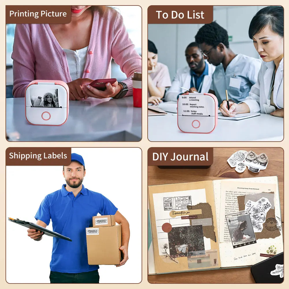 T02 Portable Mini Thermal Printer - Versatile Pocket Label Printing Solution for DIY Self-Adhesive Stickers and Various Label Papers