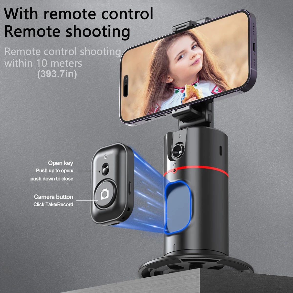 360-Degree Rotating Auto Face Tracking Phone Holder Stand with Foldable Design and Gesture Control for Mobile Vlogging and Live Streaming