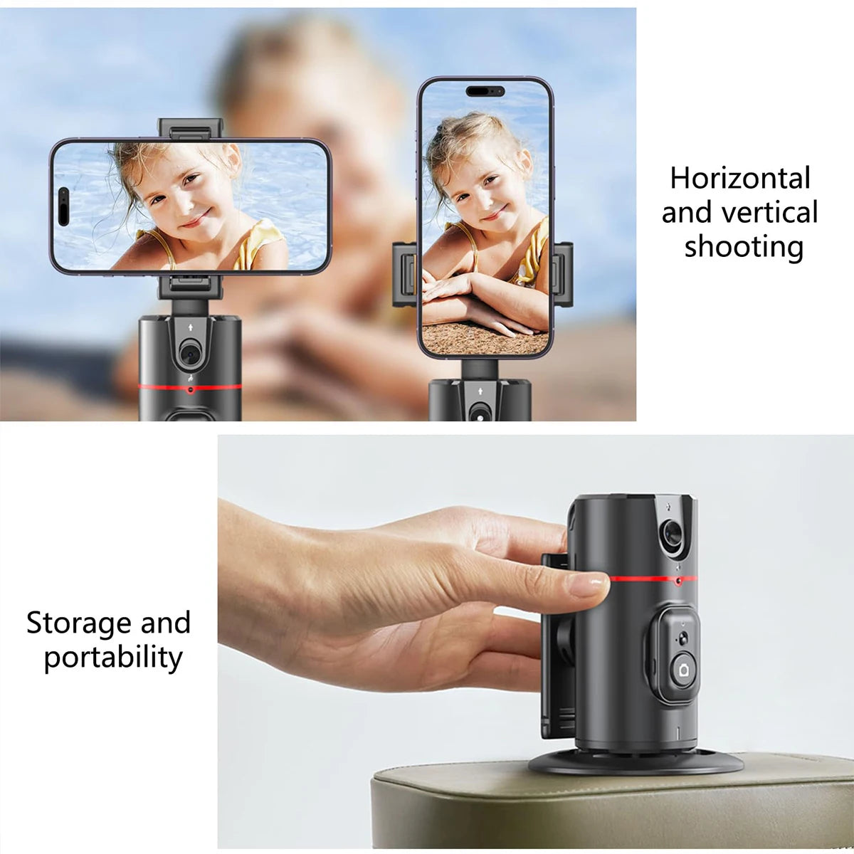360-Degree Rotating Auto Face Tracking Phone Holder Stand with Foldable Design and Gesture Control for Mobile Vlogging and Live Streaming