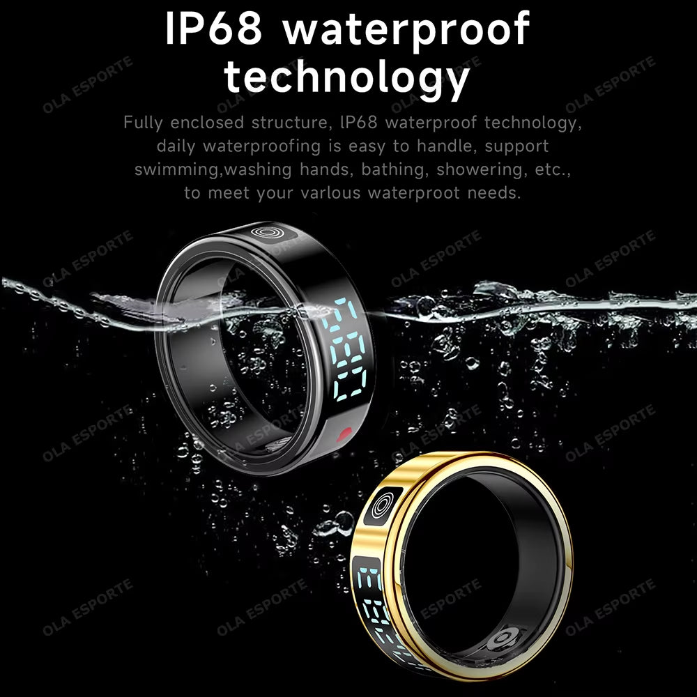 2025 Smart Ring with LED Touch Display, Gesture Control, Heart Rate Monitoring, and 5ATM Waterproofing for Men and Women