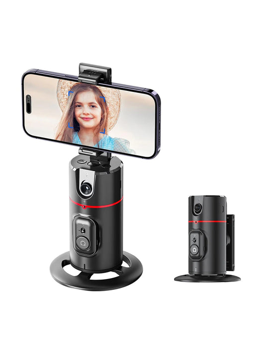 360-Degree Rotating Auto Face Tracking Phone Holder Stand with Foldable Design and Gesture Control for Mobile Vlogging and Live Streaming