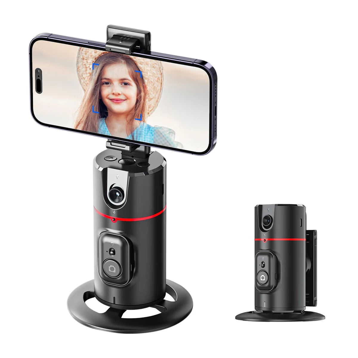 360-Degree Rotating Auto Face Tracking Phone Holder Stand with Foldable Design and Gesture Control for Mobile Vlogging and Live Streaming