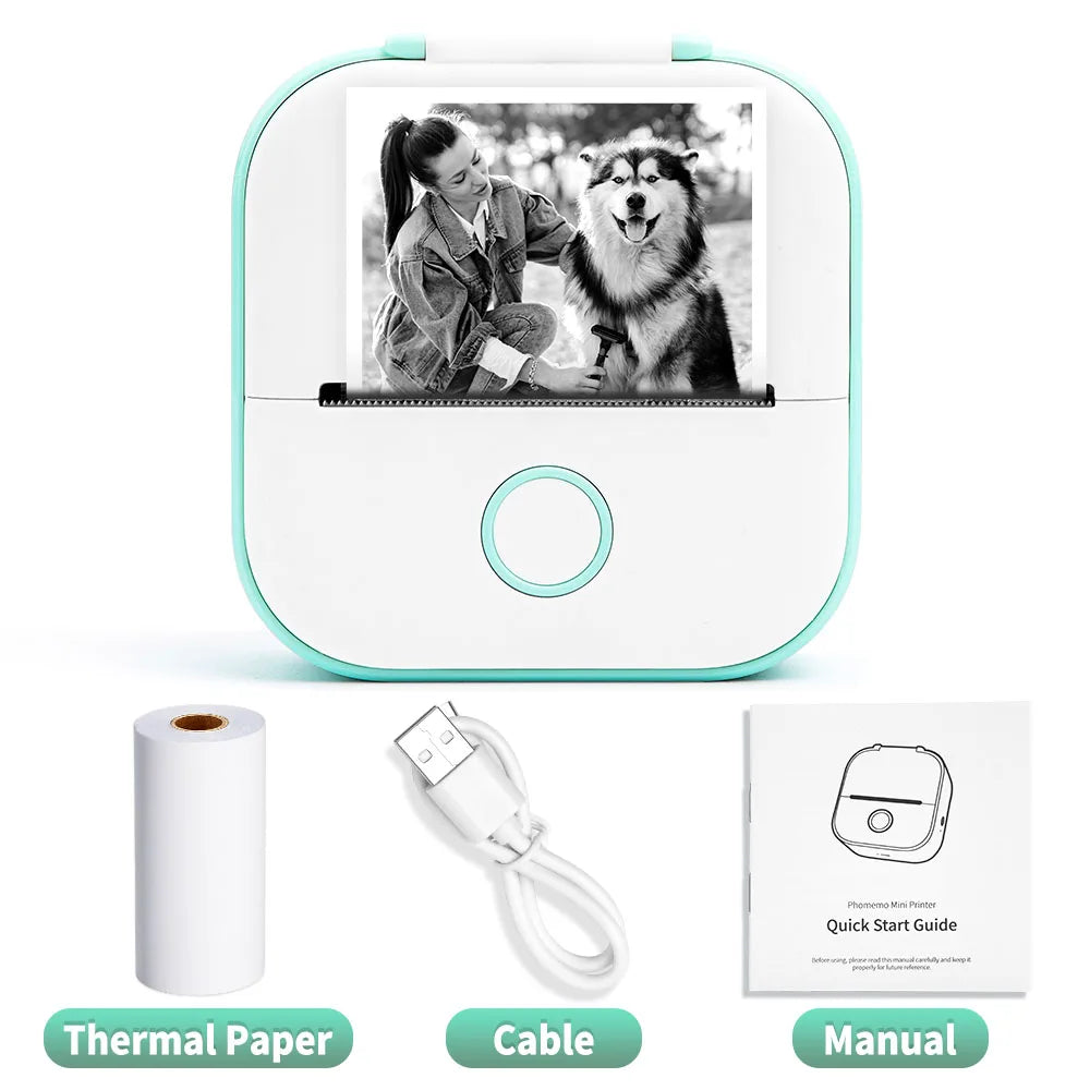 T02 Portable Mini Thermal Printer - Versatile Pocket Label Printing Solution for DIY Self-Adhesive Stickers and Various Label Papers